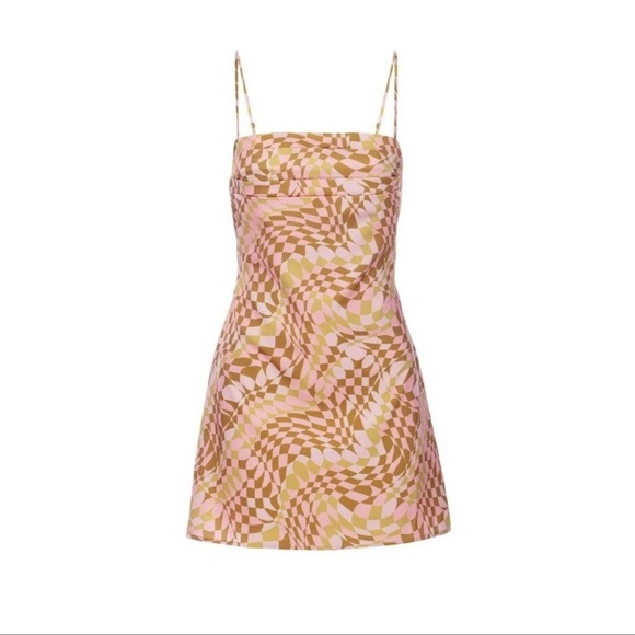 NWOT AFRM Doss Dress in Blush Checkered, Pink and Green Size XS - Picture 6 of 13